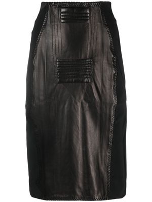 Jean Paul Gaultier Pre-Owned 1987 panelled leather pencil skirt - Black