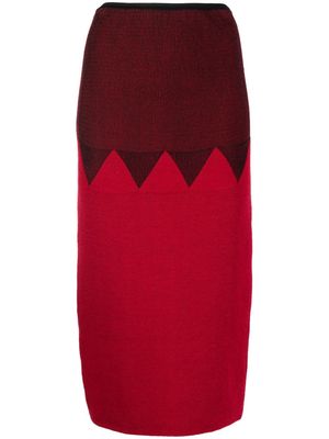 Jean Paul Gaultier Pre-Owned 1987 zigzag knit midi skirt - Red