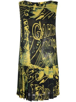 Jean Paul Gaultier Pre-Owned 1990s graffiti-print semi-sheer sleeveless dress - Green