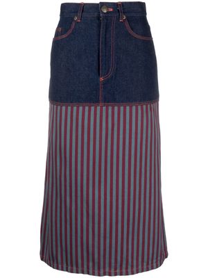 Jean Paul Gaultier Pre-Owned 1990s striped panelled denim skirt - Blue