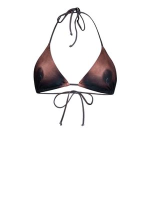 Jean Paul Gaultier printed bikini top - Brown