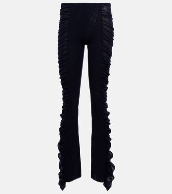 Jean Paul Gaultier Ruched low-rise skinny mesh pants