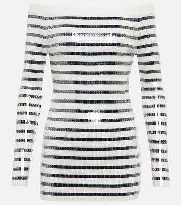 Jean Paul Gaultier Sequined striped sweater minidress