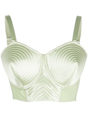 Jean Paul Gaultier spiral top-stitch longline bra - Green