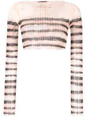 Jean Paul Gaultier stripe-print crop top - Neutrals
