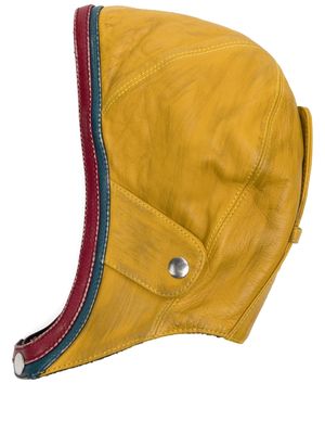 Jean Paul Gaultier stripe-trim leather cap - Yellow