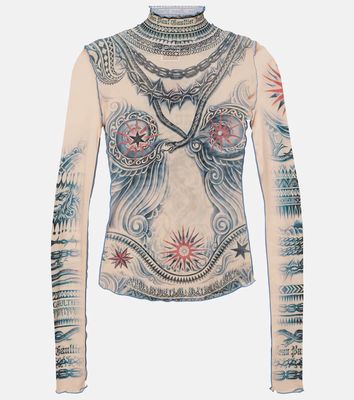 Jean Paul Gaultier Tattoo Collection printed turtleneck top