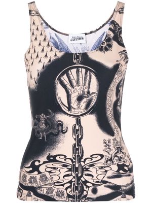 Jean Paul Gaultier tattoo-print sleeveless tank top - Neutrals