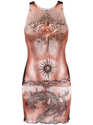 Jean Paul Gaultier tattoo-print tank dress - Red