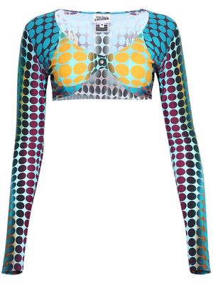 Jean Paul Gaultier The Brown dots-print cropped top - Blue