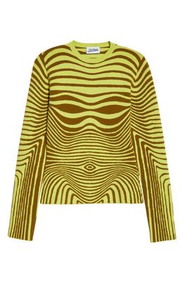 Jean Paul Gaultier The Khaki Body Morphing Long Sleeve Sweater in Khaki/Lime