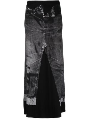 Jean Paul Gaultier Trompe L'œil jersey maxi skirt - Black