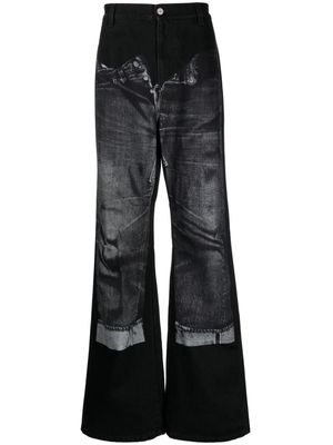 Jean Paul Gaultier trompe l'oeil-print cotton jeans - Black
