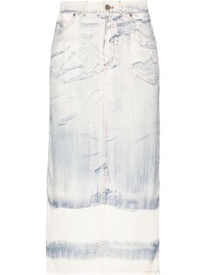 Jean Paul Gaultier trompe l'oeil-print silk skirt - Blue