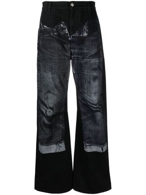 Jean Paul Gaultier trompe l'oeil-print wide-leg jeans - Black