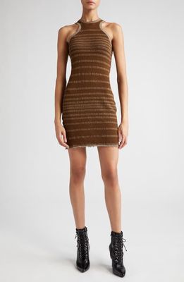 Jean Paul Gaultier x KNWLS Marinire Stripe Mini Sweater Dress in Brown/Ecru