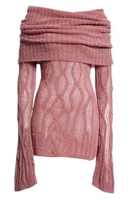 Jean Paul Gaultier x Knwls The Lilac Clavicle Long Sleeve Virgin Wool Blend Sweater Minidress