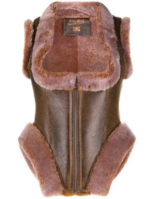 Jean Paul Gaultier x KWLS shearling-trim leather vest - Brown