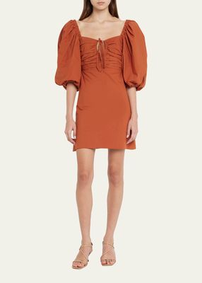 Jeanne Puff-Sleeve Mini Shift Dress