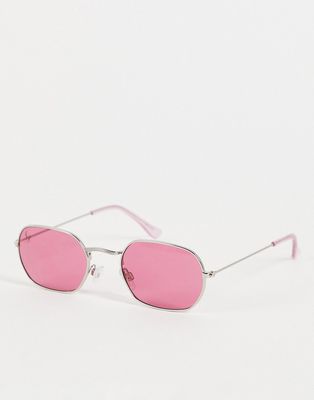 Jeepers Peepers oval metal sunglasses in pink