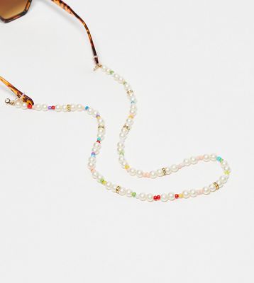 Jeepers Peepers x ASOS exclusive pearl and bead sunglasses chain in multi