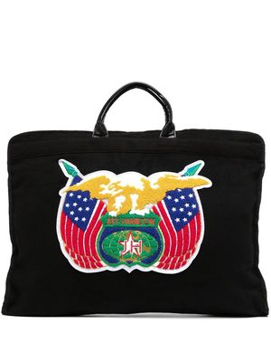 Jeff Hamilton logo-patch briefcase - Black