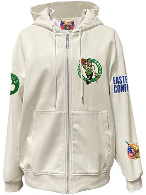 Jeff Hamilton x Boston Celtics artificial-leather hooded jacket - White