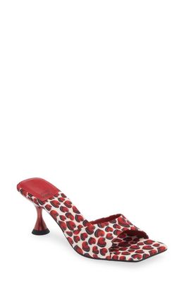 Jeffrey Campbell Attract Square Toe Slide Sandal in Red Hearts