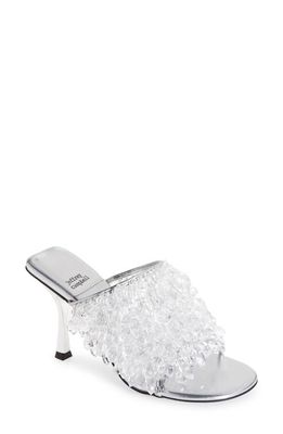 Jeffrey Campbell Crystlz Mule in Silver Clear