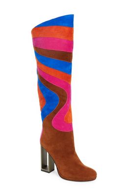 Jeffrey Campbell Energy Over the Knee Boot in Fushia Blue Suede Combo