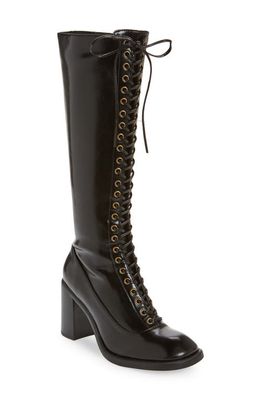 Jeffrey Campbell Engage Lace-Up Knee High Boot in Black