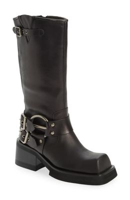 Jeffrey Campbell Fraudulent Moto Boot in Black Silver