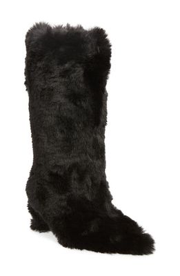 Jeffrey Campbell Fuzzie Faux Fur Pointed Toe Boot in Black