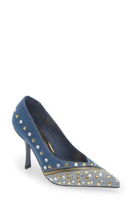 Jeffrey Campbell Gimme-More Pointed Toe Pump in Blue Denim Multi