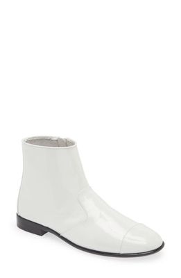 Jeffrey Campbell Gretta Cap Toe Bootie in White Crinkle Patent