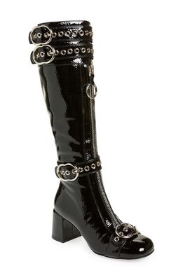 Jeffrey Campbell Jenine Knee High Boot in Black Patent Silver
