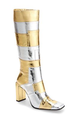 Jeffrey Campbell Lightspeed Patchwork Boot in Silver Gold Combo