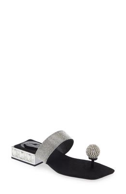 Jeffrey Campbell Main Event Crystal Statement Sandal in Black Suede Silver