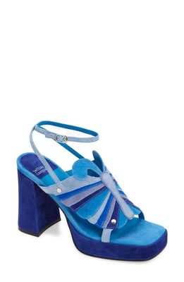 Jeffrey Campbell Monarch Platform Sandal in Blue Suede Combo