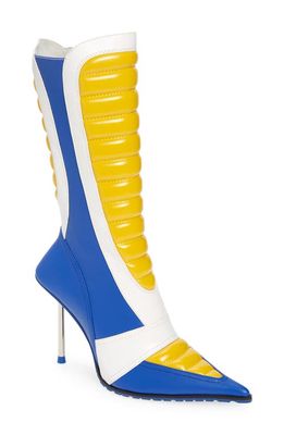 Jeffrey Campbell Motorsport Stiletto Boot in White Blue Yellow