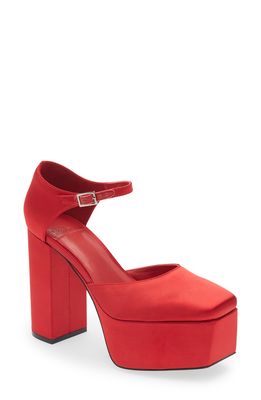 Jeffrey Campbell Ovr-N-Out Pump in Red Satin