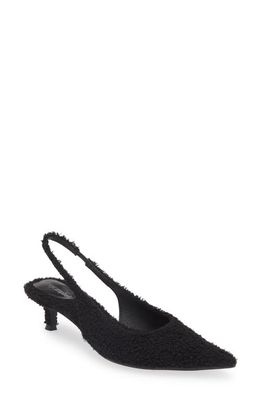 Jeffrey Campbell Persona Faux Shearling Pointed Toe Slingback Pump in Black Curly
