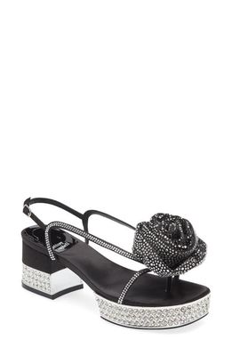 Jeffrey Campbell Trendsettr Slingback Platform Sandal in Black Satin Silver