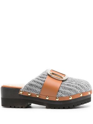 Jejia 50mm knitted-panel clogs - Grey