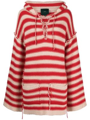Jejia Carla striped-knit hoodie - Red