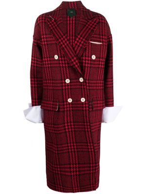 Jejia check-pattern double-breasted coat - Red