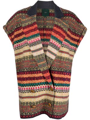 Jejia patterned-jacquard double-breasted vest - Red