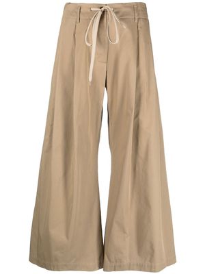Jejia wide-leg cotton trousers - Neutrals