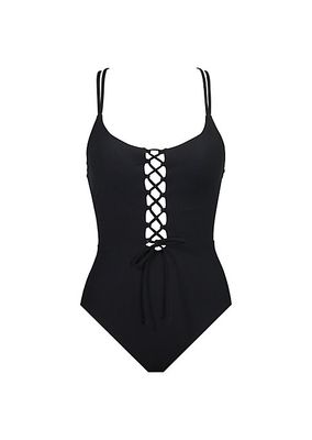 Jelly Beans Lace-Up One-Piece Swimsuit