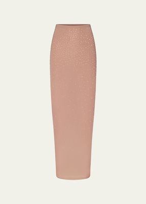 Jelly Sheer Crystal-Embellished Maxi Tube Skirt